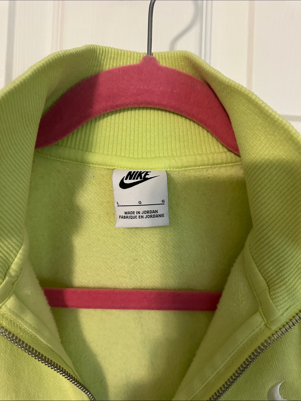 Nike Women's Lime Green Half-Zip Cropped Fleece Pullover - Picture 2 of 5